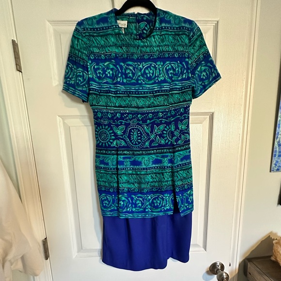 Women’s KC Spencer Career Sheath Shift Dress Lagenlook Short Sleeve Blue, size 6 - Picture 1 of 5